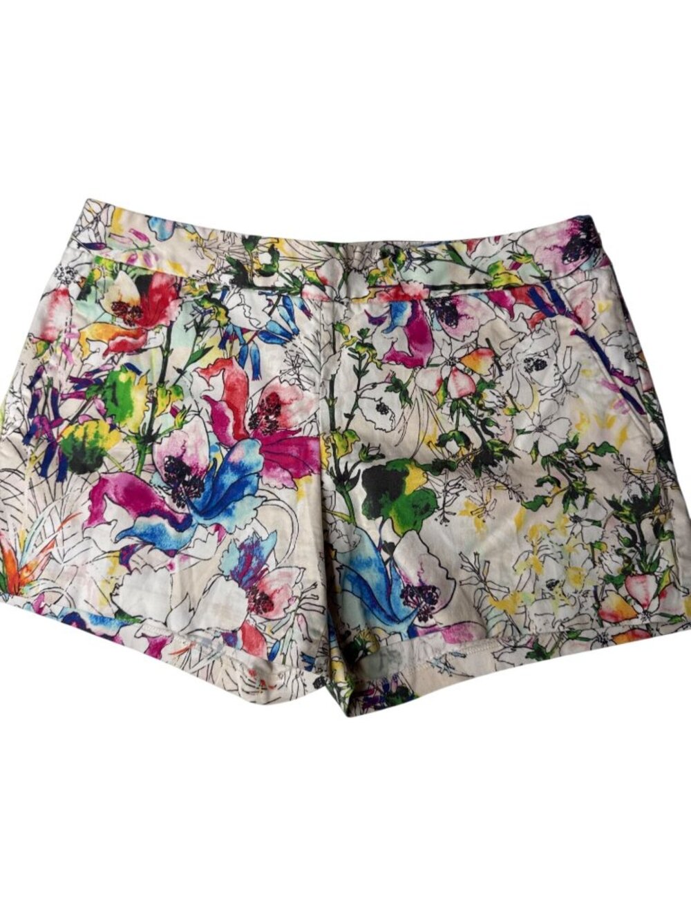 Express Womens Cotton Floral High-Waisted Shorts Size 8